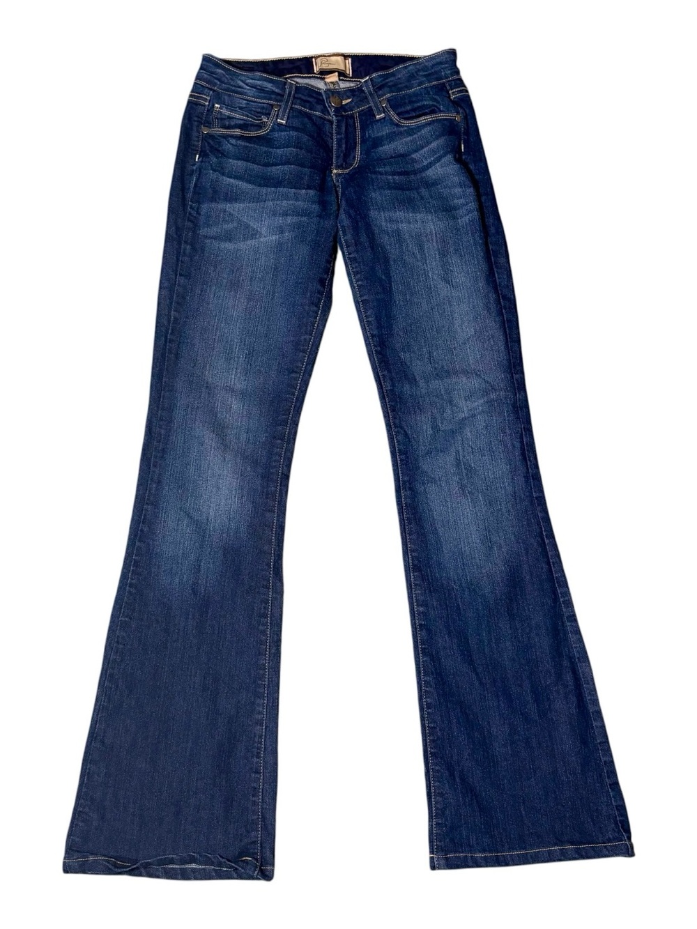 PAIGE Premium Canyon Boot Dark Blue Flare Jeans Y2K Low Rise WJ157 Indigo 24